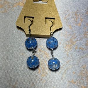 large blue dangly handmade earrings